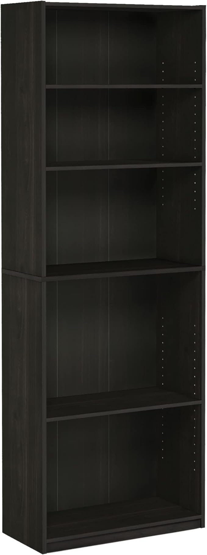 Furinno JAYA Book Shelf, 5-Tier Bookshelf, Bookcase with Adjustable Shelves, 9.5" x 24.5" x 71.2", for Organization and Storage, for Living Room, Bedroom, Home Office, Espresso