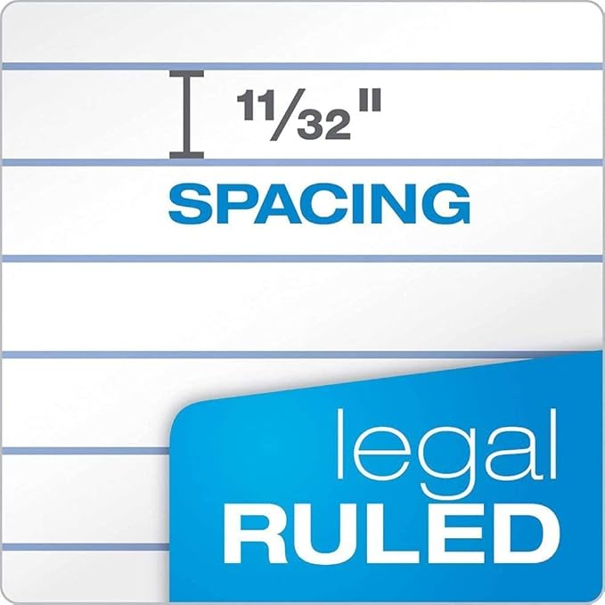 Tops 8.5 x 11 3/4 Legal Pads, The Legal Pad Brand, Wide Ruled, White Paper, 50 Sheets Per Writing Pad, Made in the USA (7533) 12 Count (Pack of 6)
