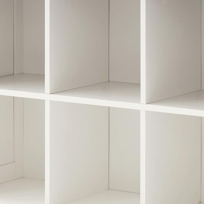 9 Cube Storage Organizer, 3 Tier Book Shelf with Led Lights, Farmhouse Book Shelves for Living Room, Horizontal Toy Storage Bookshelf, Wood Display Bookcase Cabinet for Bedroom, Office, White