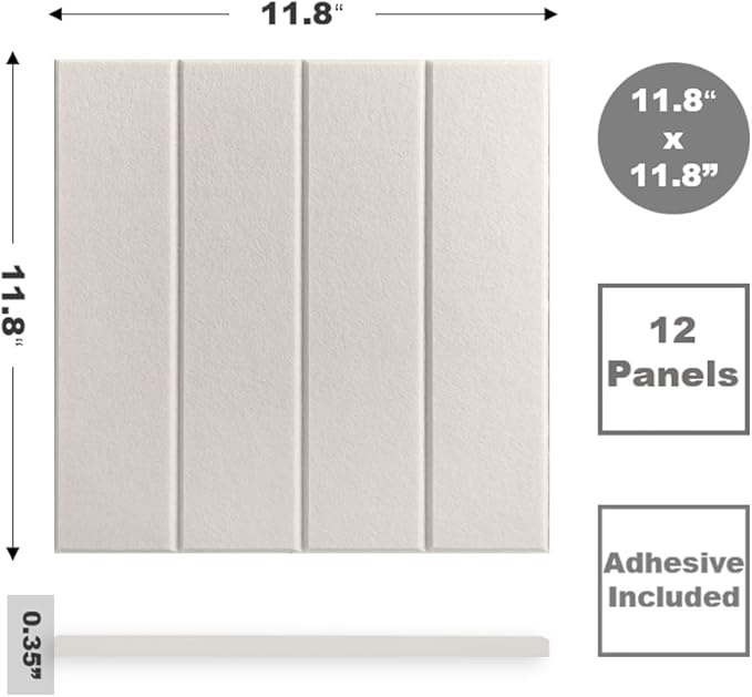Felt Bulletin Board Tiles | Modern Cork Board Alternative | Large Cork Boards for Walls | Aesthetic Felt Wall Panels for Office & Home Decor | Pinboard & Photo Board (12-Pack) | Beige