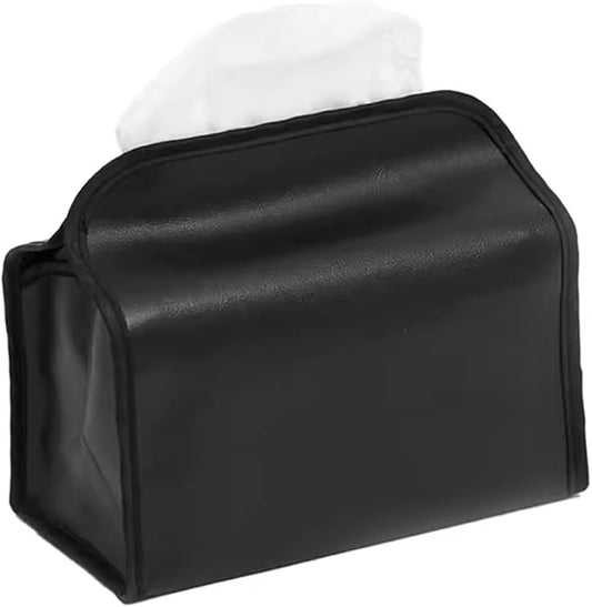 Stylish Tissue Box Car Tissue Box and Creative Tissue Box Leather Tissue Box for Bathroom Vanity Countertop Desk Office Gift Decor Hotel Modern Tissue Box (Color : Black, Size : Large) (Black Large)