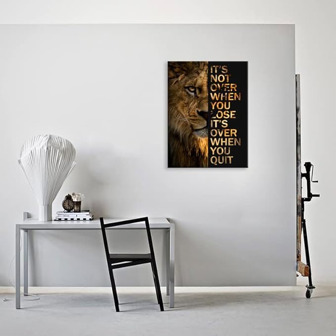 WYJZDZQ8 Inspirational Lion Poster Canvas Wall Art Motivational Animal Picture Painting Print Artwork Office Wall Decor for Living Room Bedroom School Decoration Frame Ready to Hang[30″W X 40″H]