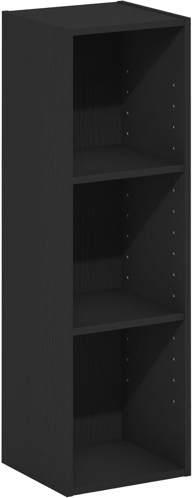 Furinno Fulda Book Shelf, 3-Tier Narrow Bookshelf, Bookcase with 10-in Width Storage Shelf, 9.3 x 9.8 x 31.5, for Living Room, Bedroom, Home Office, Darkwood
