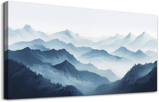 MHARTK66 Large Wall Art For Living Room Canvas Wall Decor For Office Bedroom Decor Art Black And White Grey Mountain Scenery Wall Painting View Pictures Artwork Hotel Room Home Decor 30x60 In