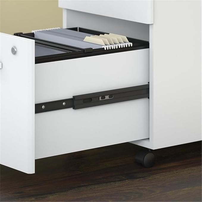 Bush Business Furniture Studio C Office Desk with Mobile File Cabinet, 72W x 30D, White