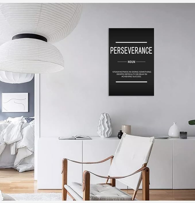 Perseverance Noun Inspirational Canvas Wall Art Motivational Painting Inspiring Entrepreneur Quote Posters Prints Artwork Wall Decor School Home Office Framed Ready to Hang[24" W x 36" H]
