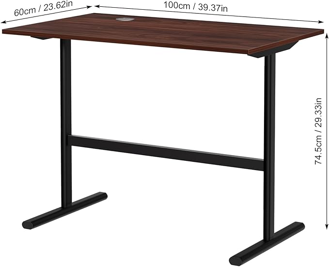 YOXIER Computer Desk, I-Shaped Office Desk, 39 Inch Small Computer Desk for Home Office, Bedroom Student Study Table, Writing Table with Table Cable Hole for Small Spaces 100cm