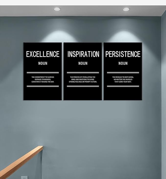 Inspiration Excellence Persistence Inspirational Canvas Wall Art Creation Motivational Poster Painting Modern Inspiring Artwork for Office Home Living Room Stretched and Framed[48''Wx 24''H]