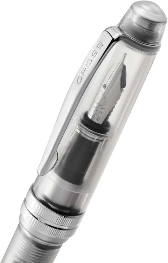 Cross Bailey Light Translucent Clear Resin Extra-Fine Nib Fountain Pen - Professional Pen for Effortless Writing - Journaling, Note-Taking & More - Black Ink - Easy Handling
