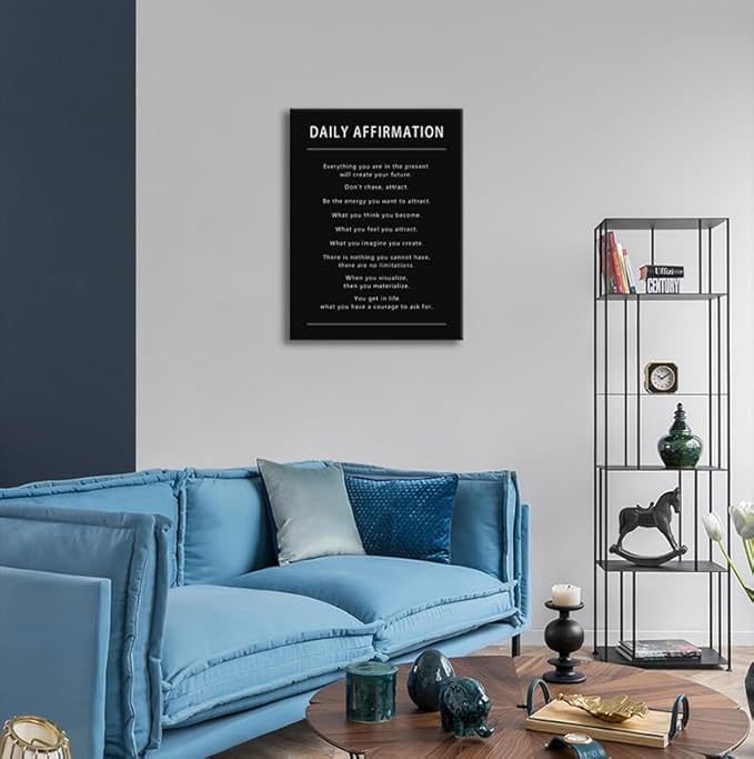 Daily Affirmation Office Decor Motivational Canvas Wall Art Inspirational Entrepreneur Quotes Poster Print Artwork Painting Wall Picture Home Living Room Gym Framed Ready to Hang[18''W x 24''H]