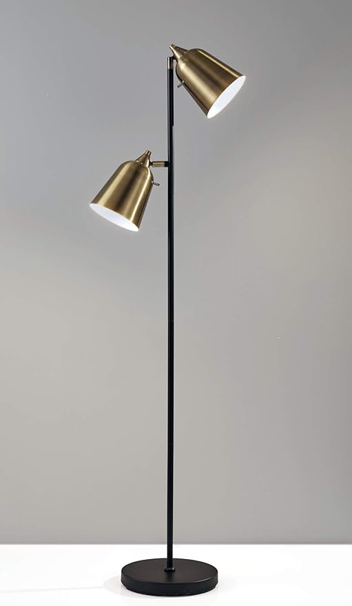 ADESSO 3237-01 Floor-Lamps, Matte Black/Antique Brass