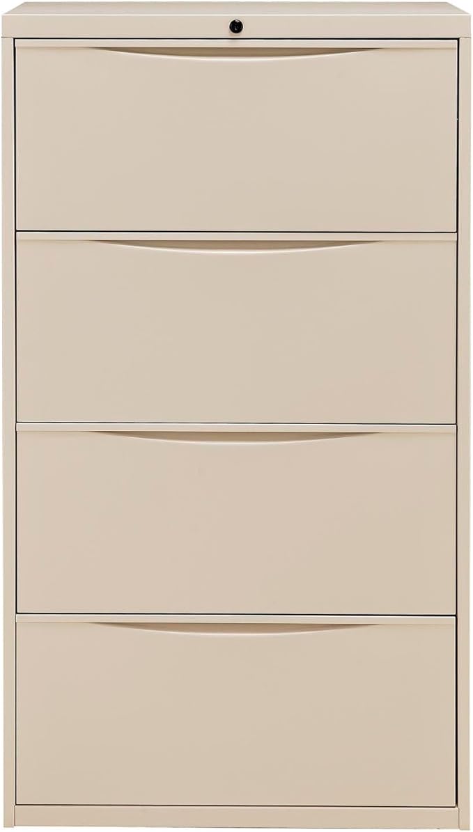 Global Industrial 30" W Premium Lateral File Cabinet, 4 Drawer, Putty