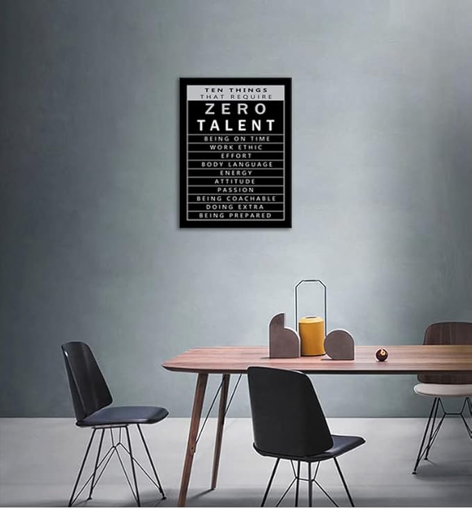Inspirational Wall Art Ten Things that Require Zero Talent Motivational Office Pictures Prints on Canvas Inspiring Entrepreneur Quotes Posters Painting Artwork Wall Decor Ready to Hang[30"W X 40"H]