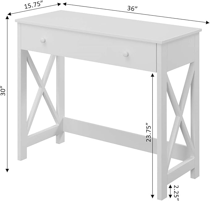 Convenience Concepts Oxford Desk, 36", White