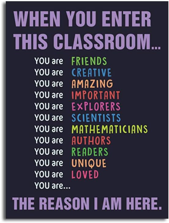 CHDITB Unframed Classroom Art Print Classroom Rules Colorful Learning Lettering Painting, Set of 1（12" x16 ） Inspirational Educational Supplies Canvas Poster for Classroom Kids Room School Decor