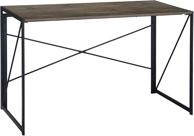 Homy Casa 47.2 Inch Foldable Laptop Desk, Space-Saving Computer Table with No Assembly Required, Sturdy Metal Frame, Minimalist Design for Home Office, Study, or Small Spaces, Vintage Brown