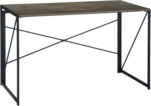 Homy Casa 47.2 Inch Foldable Laptop Desk, Space-Saving Computer Table with No Assembly Required, Sturdy Metal Frame, Minimalist Design for Home Office, Study, or Small Spaces, Vintage Brown