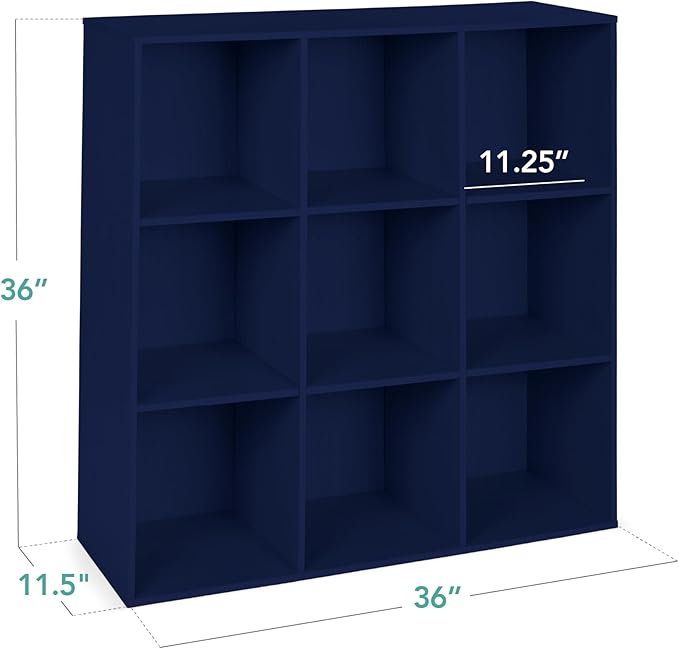 Best Choice Products Kids Bookcase 9-Cube Storage Organizer, 11in Shelf Opening, Bookshelf, Toy Storage, Customizable w/ 3 Removable Back Panels – Navy