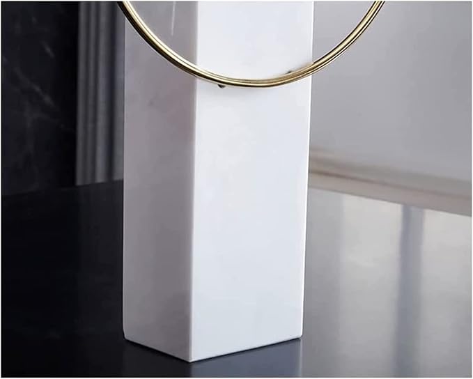 Chic Creative Light Luxury Table Clock, Stable Marble Desk Clock for Home Office Decor, Simple Metal Dial Design Tabletop Clock Shelf Clock (White)