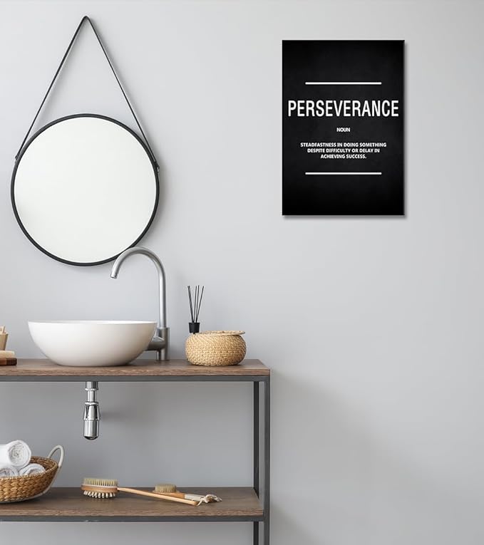 Inspirational Canvas Wall Art Motivational Painting Perseverance Noun Pictures Inspiring Entrepreneur Quote Success Posters and Prints Artwork Decor for Home Office Framed Ready to Hang -12”Wx16”H