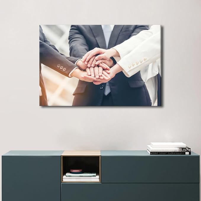 Large Wall Art Business Teamwork Concept Pictures Modern Motivational Inspirational Success Teamwork Posters Canvas Art Wall Decor for Office Framed 1 Panel (24" Wx36 H)