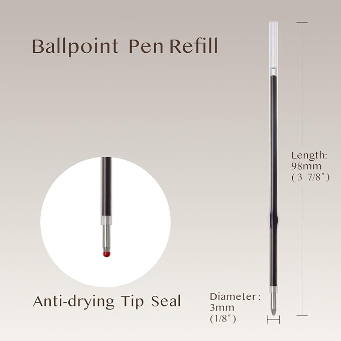 LINFANC 36pcs Ballpoint Pen Refills Black Ink Medium Point 1.0mm Tip Smooth Writing Pen Refill (36 Black)