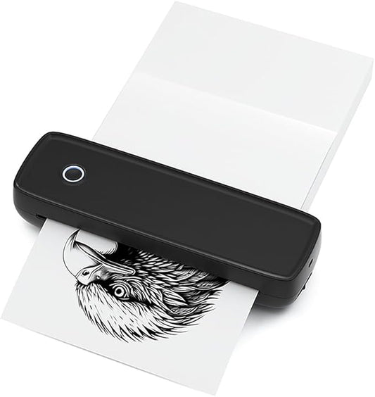 A4 Portable Thermal Transfer Printer & USB Connected to Office School Mobile Computer with 1 Roll of Thermal Paper Compatible with Windows / Mac System, Inkless Printing, PDF Files, Webpages