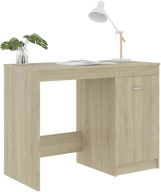 Modern Writing Computer Desk, Home Office Desk Writing Study Table PC Desk Workstation for Bedroom, Sonoma Oak 39.4"x19.7"x29.9" Engineered Wood(J)