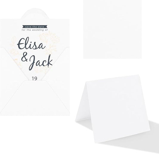 8X8 Inch White Blank Square Cards and Envelopes Pre-Fold Blank Cardstock 300GSM 100lb Plain Greeting Cards for Card Making Photo Card