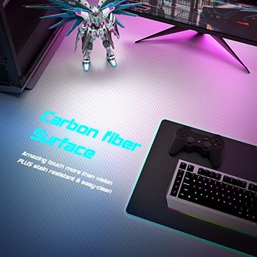 Homall Gaming Computer Desk with Carbon Fiber Surface, Gaming Table Z Shaped Pc Home Office with Cup Holder&Headphone Hook(44 in, White)