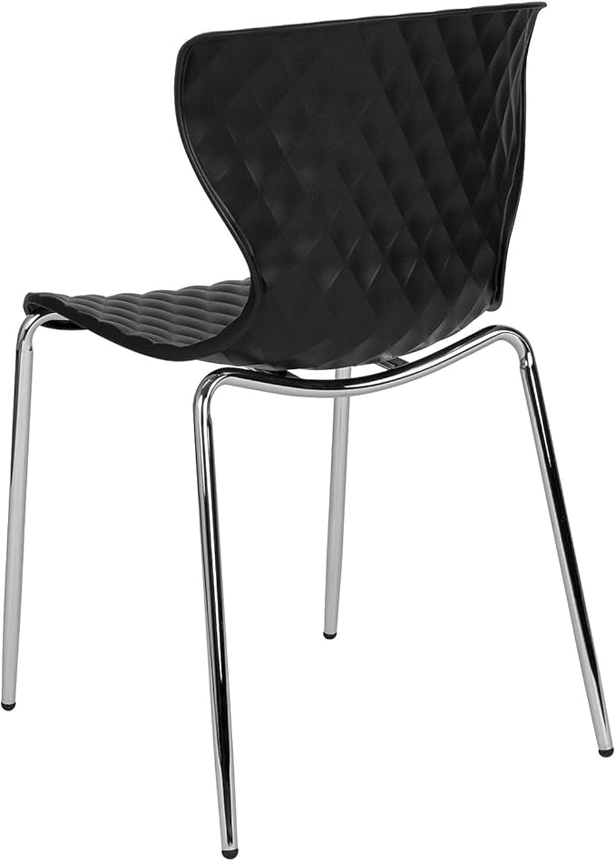 Flash Furniture Lowell Contemporary Design Black Plastic Stack Chair