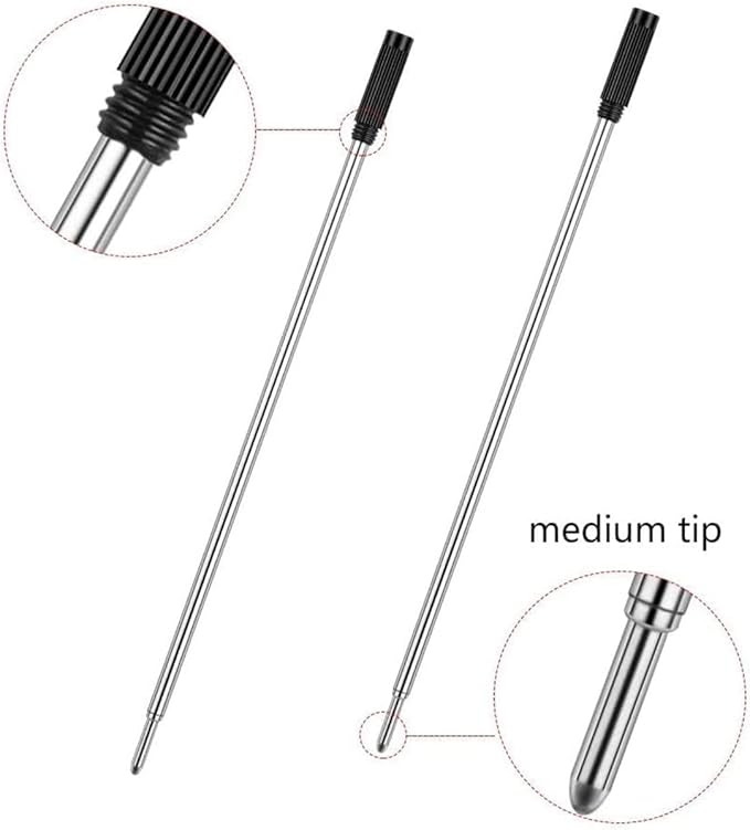 MengRan 4.5'' Ballpoint Ink Pen Refills for Twist Pens,1mm Medium Tip, Compatible with Cross Pen Refills (8513)(10 Pcs Black Ink)