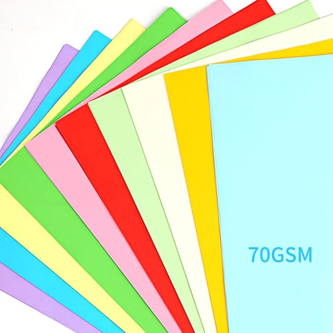 A4 Color Copy Paper - 100 Sheets - 70 GSM - 210 x 297 mm or 8.3 x 11.7 Inches - Multi Color Media for Printing Writing and Arts - Suitable for Printers and Copiers (Light Blue)