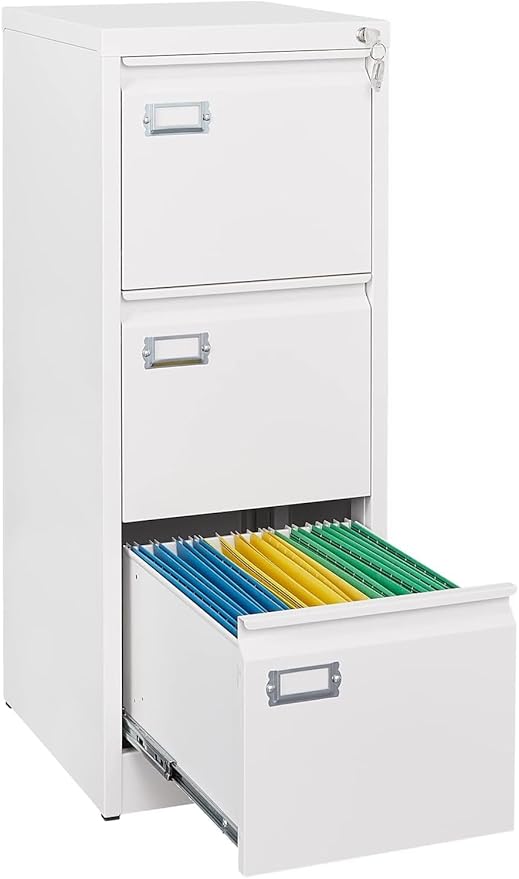 3 Drawer File Cabinet,Metal Filing Cabinets with Lock,18" Deep Office Storage Cabinet for A4/Letter/Legal Size File,Assembly Required