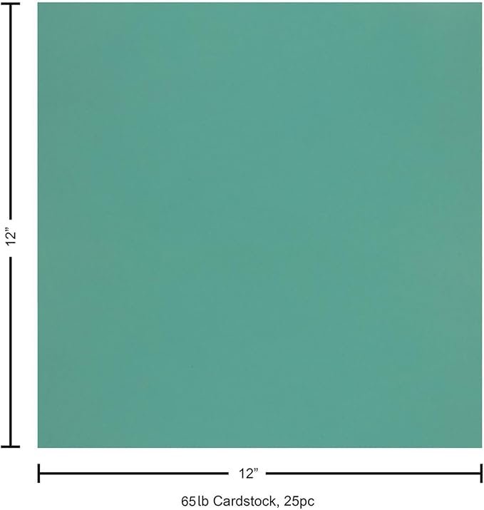 PA Paper Accents Smooth Cardstock 12" x 12" Teal, 65lb colored cardstock paper for card making, scrapbooking, printing, quilling and crafts, 25 piece pack