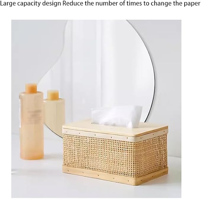 Stylish Tissue Box Rattan Tissue Box Fashion Tissue Organizer and Woven Tissue Box for Bathroom Vanity Desks Offices Bedroom Home Table Modern Tissue Box (Color : Beige, Size : B) (Beige Multi)