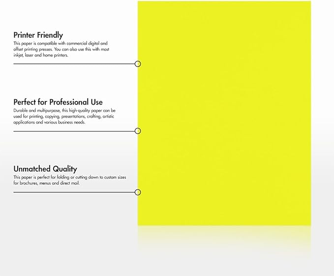 LUXPaper Custom Printed 8.5" x 11" Paper | Customizable Letterhead | Personalized Logo & Text | Letter Size | Citrus Yellow | 80lb. Text | 100 Qty