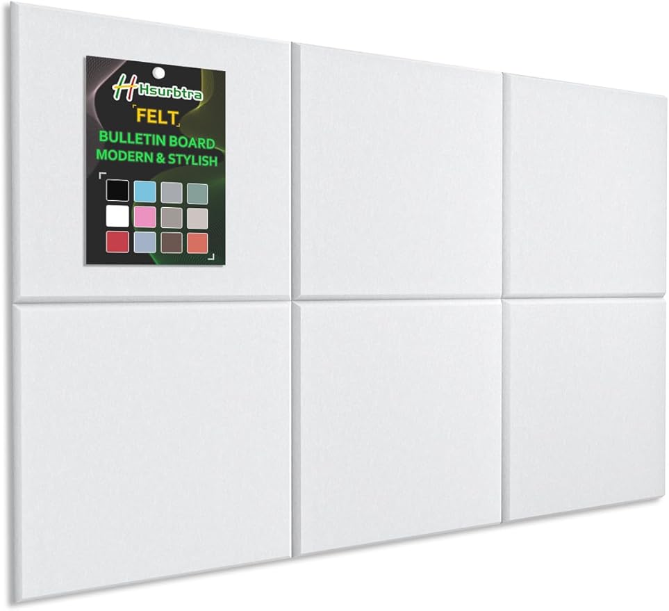 Hsurbtra Large Cork Board for Wall 36 x 24 Inch, 6 Pack Felt Bulletin Notice Board with Pushpins for Office Home School Farmhouse Wall Decor, White