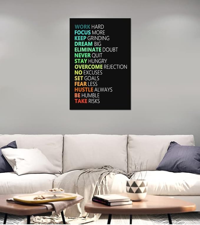 WYJZDZQ8 Inspirational Canvas Wall Art Motivational Poster Motivation Canvas Prints Artwork for Office Living Room Gym Modern Home Decor Painting Stretched and Framed Ready to Hang [24''Wx 36''H]