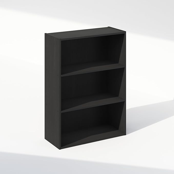 Furinno Simple Book Shelf, 3-Tier Bookshelf, Storage Shelves Bookcase, 9.7 x 23.7 x 31.5, for Living Room, Bedroom, Home Office, Americano