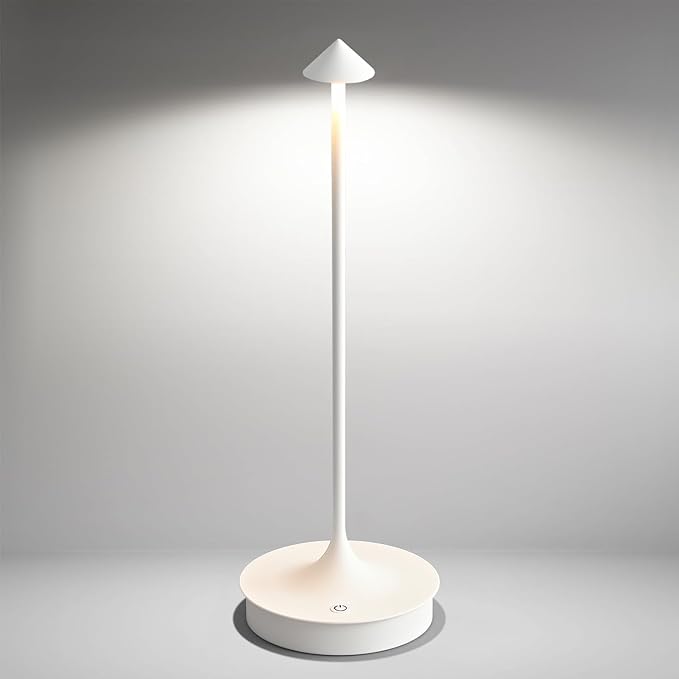 Cordless Table Lamp Rechargeable LED Battery Operated 4000mAh Table Lamp Touch Dimmable Lamp Outdoor Waterproof Portable Wireless Table Light for Dining Restaurant Bar Indoor/Outdoor Use (White-1PC)