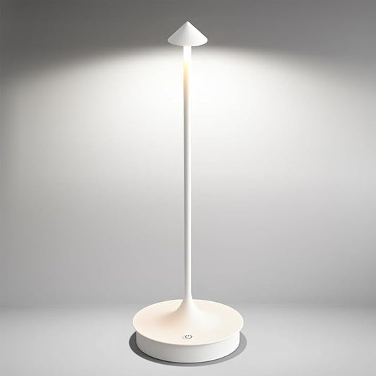 Cordless Table Lamp Rechargeable LED Battery Operated 4000mAh Table Lamp Touch Dimmable Lamp Outdoor Waterproof Portable Wireless Table Light for Dining Restaurant Bar Indoor/Outdoor Use (White-1PC)
