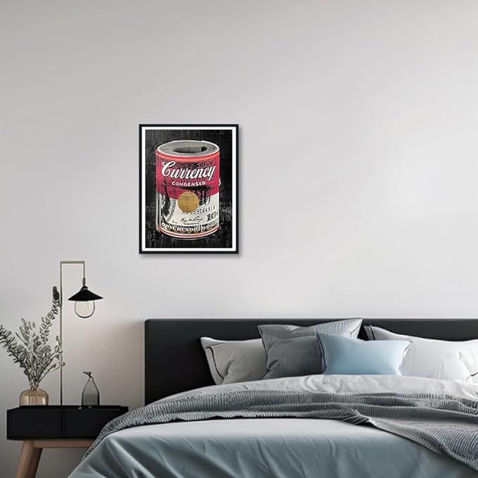 Money Inspirational Framed Canvas Wall Art Dollars Rolls Colorful Picture Motivational Posters Ideal for Office Home Living Room Classroom Wall Decor 12X16inch