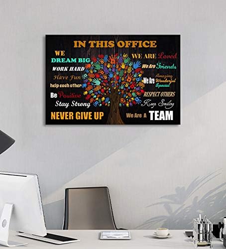 Wall Art for Office Motivational Wall Art Inspirational Poster Quotes Office Wall Decor for Girls Women Room Décor Canvas Print Framed Rustic Canvas Art Framed In This Office 16x24inch Ready to Hang