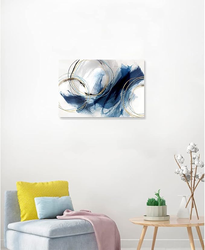 Wall Art Canvas Abstract Art Paintings Blue Fantasy Colorful Graffiti on White Background Modern Artwork Decor for Living Room Bedroom Kitchen 24x16in