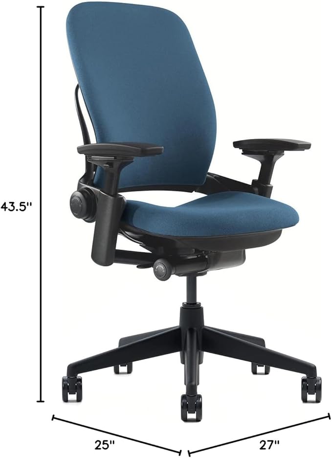 Steelcase Leap Office Chair, Black Frame and Buzz2 Sky Fabric