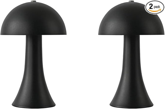 2 Pack Cordless Black Table Lamp, Portable LED Desk Lamps, 1800mAh Battery Operated, 3 Color Stepless Dimming Up, for Restaurant, Bedroom, Outdoor Camping, Coffee Shop, Night Light, Rechargeable
