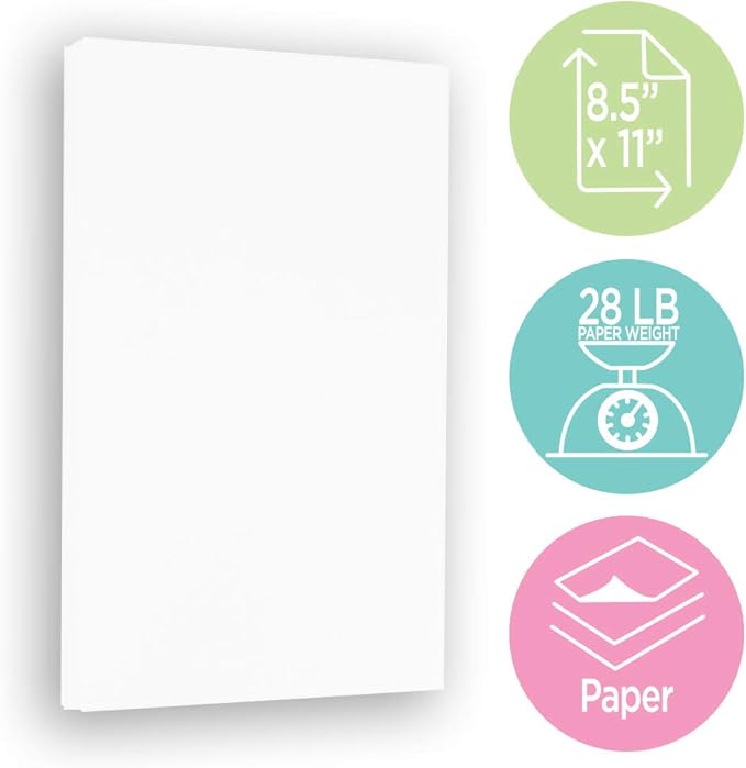 JAM PAPER Strathmore 28lb Paper - 105 gsm - 8.5 x 11 - Bright White Wove - 500 Sheets/Ream