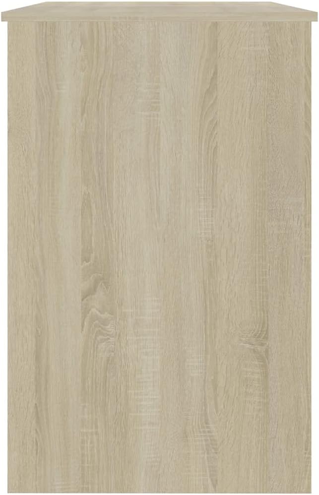 Modern Writing Computer Desk, Home Office Desk Writing Study Table PC Desk Workstation for Bedroom, White and Sonoma Oak 39.4"x19.7"x29.9" Engineered Wood(J)
