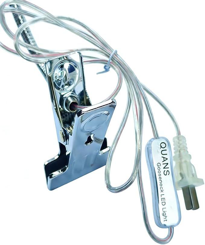 QUANS 5W 5x1W Cool White Clamp Clip on 19inch Flexible Gooseneck High Power LED Desk Table Sewing Study Work Bedside Reading Swing Arm Light Lamp,Ultra Bright Silver 110V US Plug